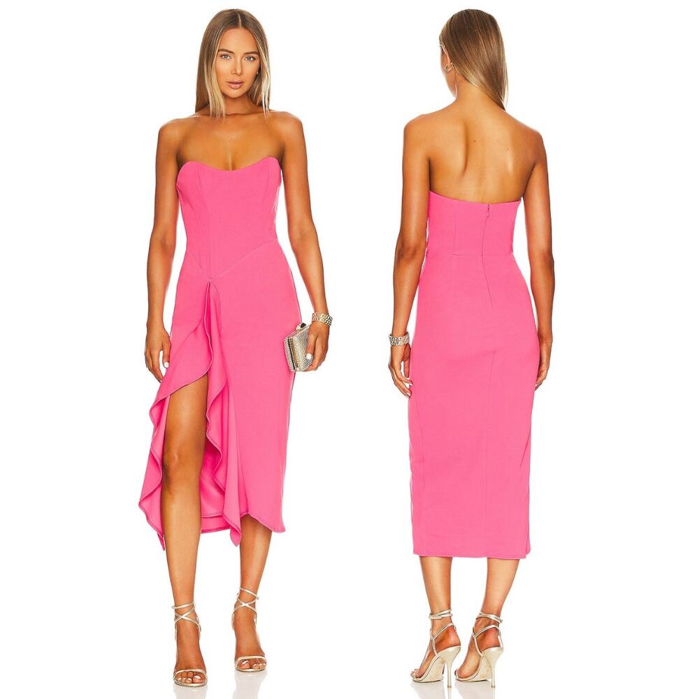 Katie May Rowan Midi Dress Strapless Wedding Guest Cocktail Party Hoco Formal S